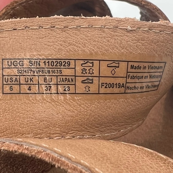 UGG Braelynn Metallic Gold Leather Platform Strappy Sandals Size 6 Women's - Picture 4 of 9